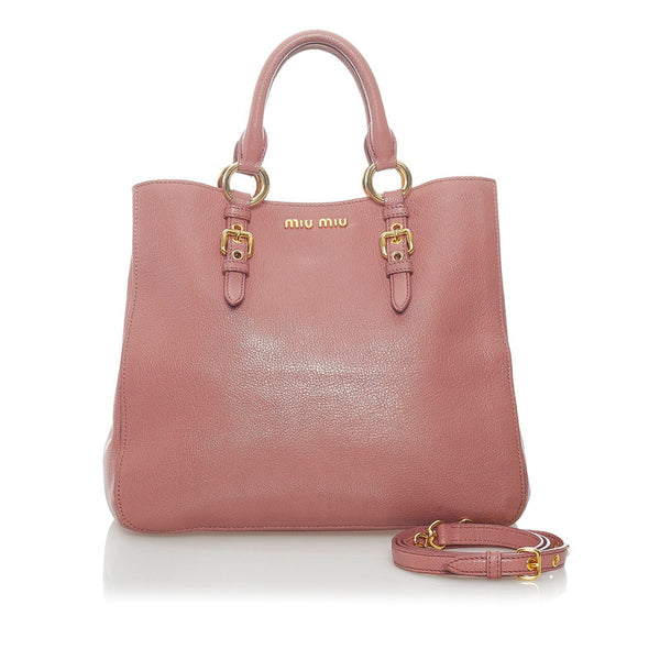 ミュウミュウ マドラス ハンドバッグ ショルダーバッグ 2WAY ピンク レザー レディース MIUMIU 【中古】