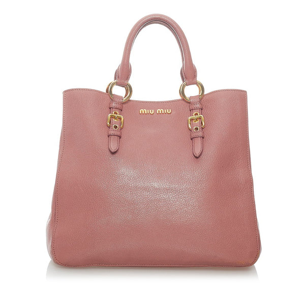 ミュウミュウ マドラス ハンドバッグ ショルダーバッグ 2WAY ピンク レザー レディース MIUMIU 【中古】