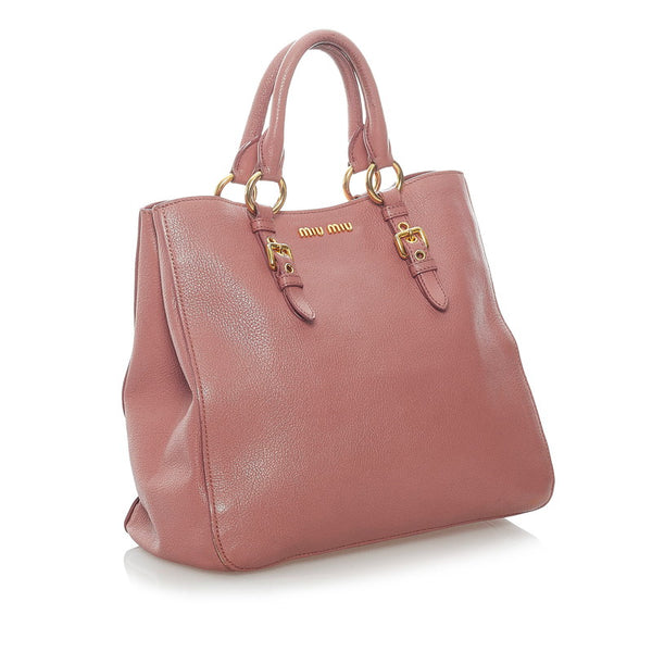 ミュウミュウ マドラス ハンドバッグ ショルダーバッグ 2WAY ピンク レザー レディース MIUMIU 【中古】