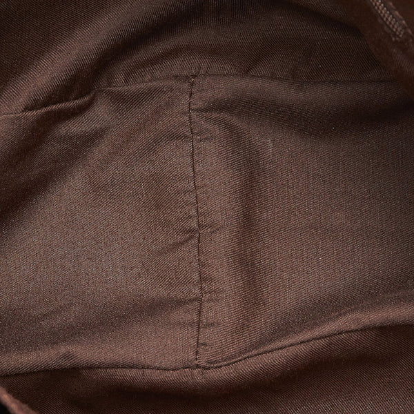 グッチ GGキャンバス トートバッグ 130736 ブラウン ホワイト キャンバス レザー レディース GUCCI 【中古】