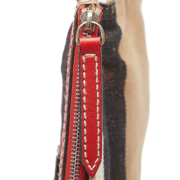 バーバリー チェック柄 ハンドバッグ ショルダーバッグ 2WAY ベージュ マルチカラー キャンバス レザー レディース BURBERRY 【中古】