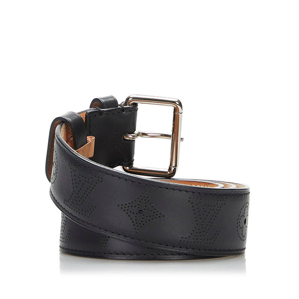 ルイ ヴィトン マヒナ サンチュール ペルフォ 90/38 ベルト M6931 ブラック レザー レディース LOUIS VUITTON 【中古】