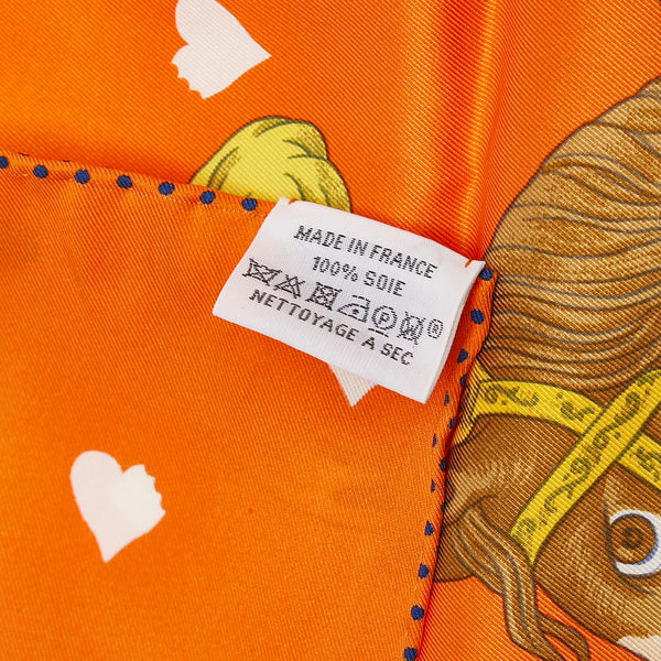 エルメス カレ70 TEA TIME ティータイム スカーフ オレンジ マルチカラー シルク レディース HERMES 【中古】