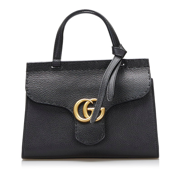 グッチ GGマーモント トップハンドルバッグ ハンドバッグ ショルダーバッグ2WAY 442622 ブラック レザー レディース GUCCI 【中古】