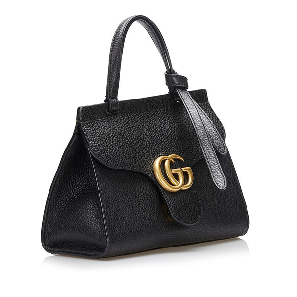 グッチ GGマーモント トップハンドルバッグ ハンドバッグ ショルダーバッグ2WAY 442622 ブラック レザー レディース GUCCI 【中古】