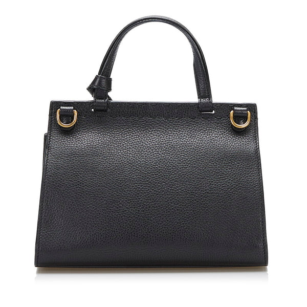 グッチ GGマーモント トップハンドルバッグ ハンドバッグ ショルダーバッグ2WAY 442622 ブラック レザー レディース GUCCI 【中古】