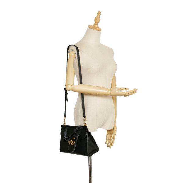 グッチ GGマーモント トップハンドルバッグ ハンドバッグ ショルダーバッグ2WAY 442622 ブラック レザー レディース GUCCI 【中古】