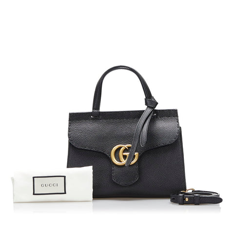 グッチ GGマーモント トップハンドルバッグ ハンドバッグ ショルダーバッグ2WAY 442622 ブラック レザー レディース GUCCI 【中古】