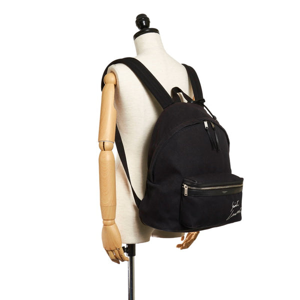 サンローラン 534968 ブラック キャンバス レザー リュック バックパック レディース SAINT LAURENT 【中古】