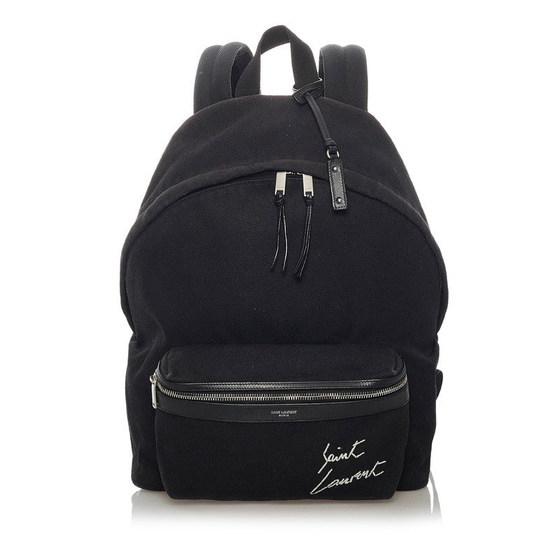 サンローラン 534968 ブラック キャンバス レザー リュック バックパック レディース SAINT LAURENT 【中古】