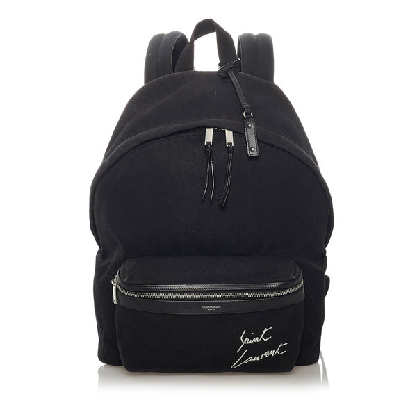 サンローラン 534968 ブラック キャンバス レザー リュック バックパック レディース SAINT LAURENT 【中古】