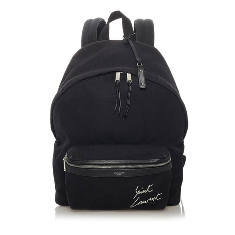 サンローラン 534968 ブラック キャンバス レザー リュック バックパック レディース SAINT LAURENT 【中古】