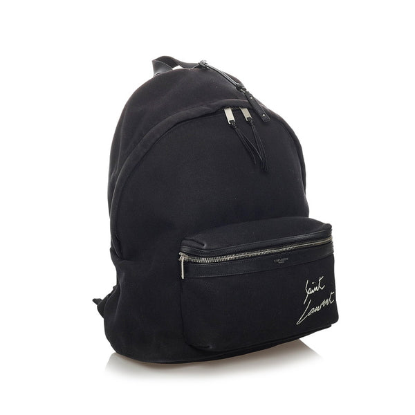 サンローラン 534968 ブラック キャンバス レザー リュック バックパック レディース SAINT LAURENT 【中古】