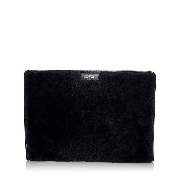 バレンシアガ クラッチバッグ 443658 ブラック ムートン レザー メンズ BALENCIAGA 【中古】