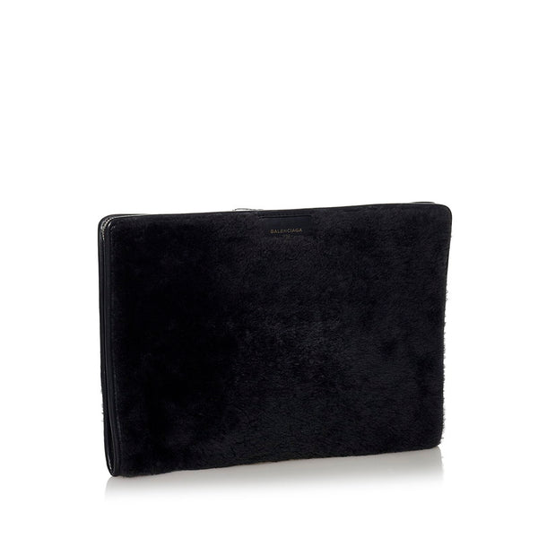バレンシアガ クラッチバッグ 443658 ブラック ムートン レザー メンズ BALENCIAGA 【中古】