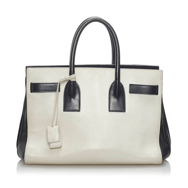 サンローラン サックドジュール ハンドバッグ ショルダーバッグ 2WAY 324823 ホワイト ブラック レザー レディース SAINT LAURENT 【中古】