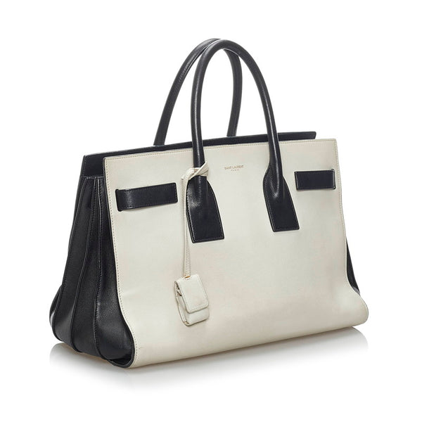 サンローラン サックドジュール ハンドバッグ ショルダーバッグ 2WAY 324823 ホワイト ブラック レザー レディース SAINT LAURENT 【中古】