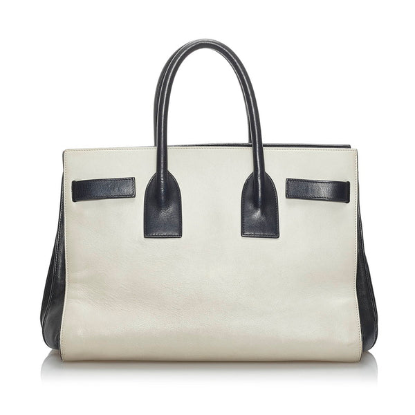 サンローラン サックドジュール ハンドバッグ ショルダーバッグ 2WAY 324823 ホワイト ブラック レザー レディース SAINT LAURENT 【中古】