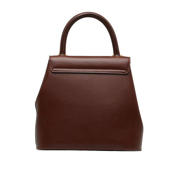 サルヴァトーレフェラガモ ヒールモチーフ ボタン ゴールド金具 ハンドバッグ ショルダーバッグ 2WAY DQ-21 1668 ボルドー ワインレッド レザー レディース Salvatore Ferragamo 【中古】