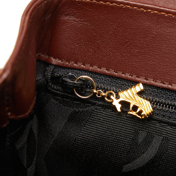 サルヴァトーレフェラガモ ヒールモチーフ ボタン ゴールド金具 ハンドバッグ ショルダーバッグ 2WAY DQ-21 1668 ボルドー ワインレッド レザー レディース Salvatore Ferragamo 【中古】