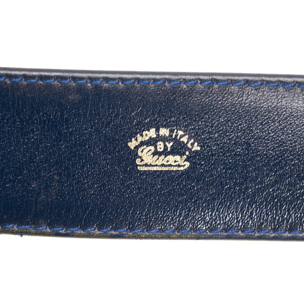 グッチ GGスプリーム Gバックル 80 ベルト ネイビー レザー PVC レディース GUCCI 【中古】