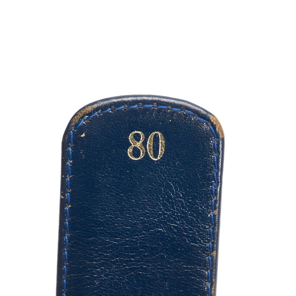 グッチ GGスプリーム Gバックル 80 ベルト ネイビー レザー PVC レディース GUCCI 【中古】