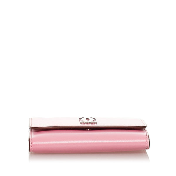 カルティエ ドゥーブルＣ 二つ折り財布 ピンク レザー レディース CARTIER 【中古】