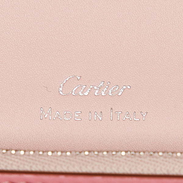 カルティエ ドゥーブルＣ 二つ折り財布 ピンク レザー レディース CARTIER 【中古】