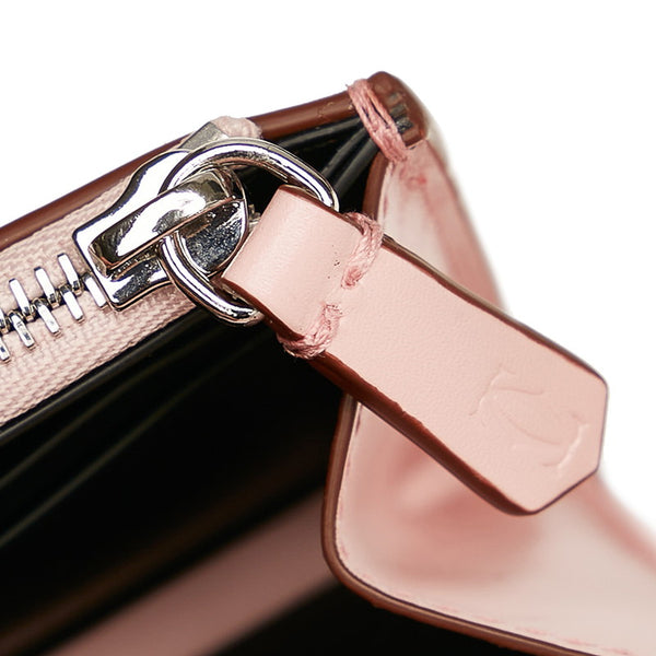 カルティエ ドゥーブルＣ 二つ折り財布 ピンク レザー レディース CARTIER 【中古】