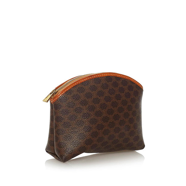 セリーヌ マカダム ブラウン PVC レザー ポーチ レディース CELINE 【中古】