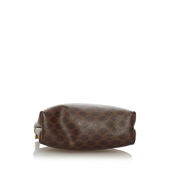 セリーヌ マカダム ブラウン PVC レザー ポーチ レディース CELINE 【中古】