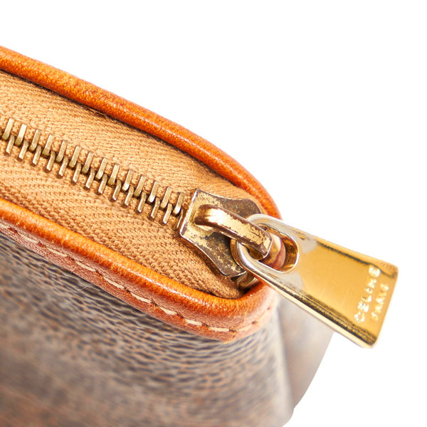 セリーヌ マカダム ブラウン PVC レザー ポーチ レディース CELINE 【中古】