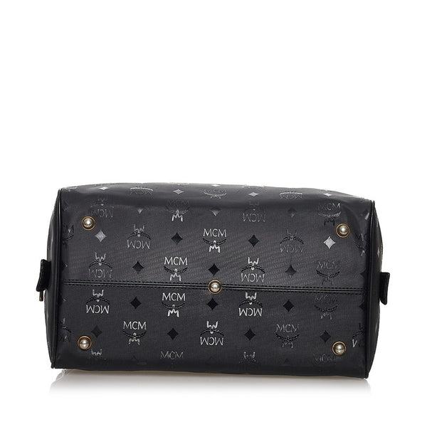 エム シー エム ブラック PVC レザー ハンドバッグ ミニボストン レディース MCM 【中古】