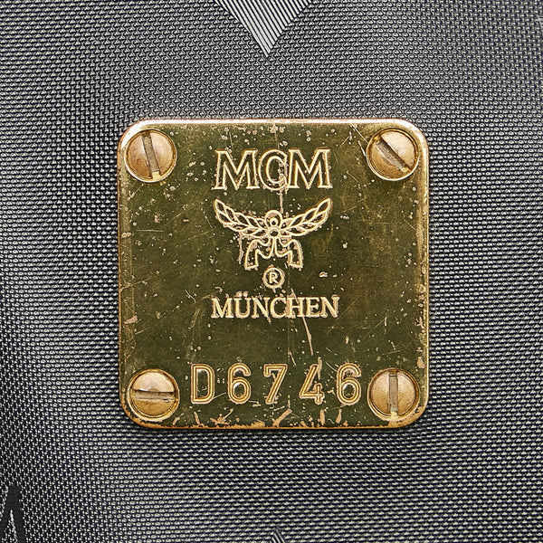 エム シー エム ブラック PVC レザー ハンドバッグ ミニボストン レディース MCM 【中古】