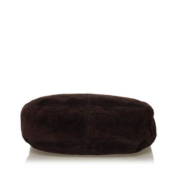 シャネル ココマーク チェーン ショルダーバッグ ダークブラウン スウェード レディース CHANEL 【中古】