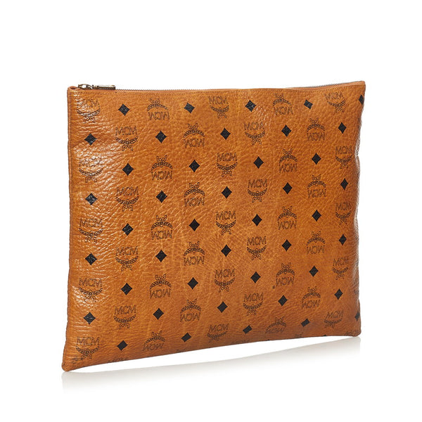 エム シー エム ヴィセトス クラッチバッグ ブラウン レザー メンズ MCM 【中古】