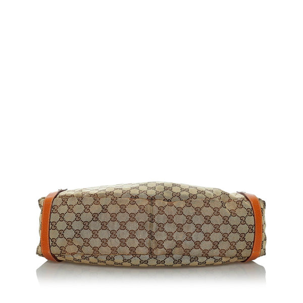 グッチ ＧGキャンバス ハンドバッグ 130736 ブラウン オレンジ キャンバス レザー レディース GUCCI 【中古】