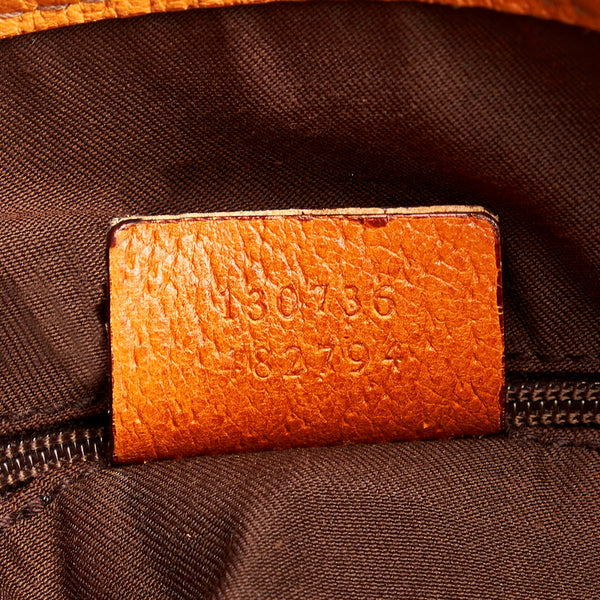 グッチ ＧGキャンバス ハンドバッグ 130736 ブラウン オレンジ キャンバス レザー レディース GUCCI 【中古】