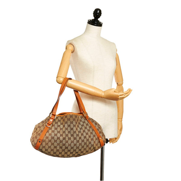 グッチ ＧGキャンバス ハンドバッグ 130736 ブラウン オレンジ キャンバス レザー レディース GUCCI 【中古】