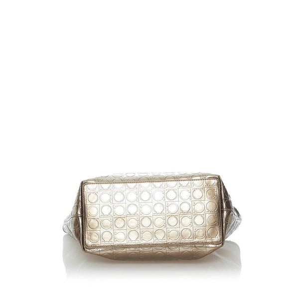 サルヴァトーレフェラガモ ガンチーニ トートバッグ FJ-21 B476 シャンパンゴールド PVC レザー レディース Salvatore Ferragamo 【中古】