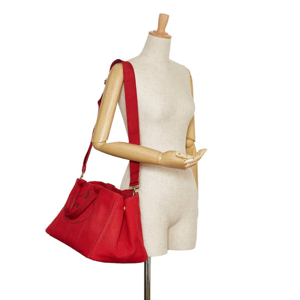 プラダ カナパ ハンドバッグ ショルダーバッグ 2WAY BN2439 ROSSO レッド キャンバス レディース PRADA 【中古】