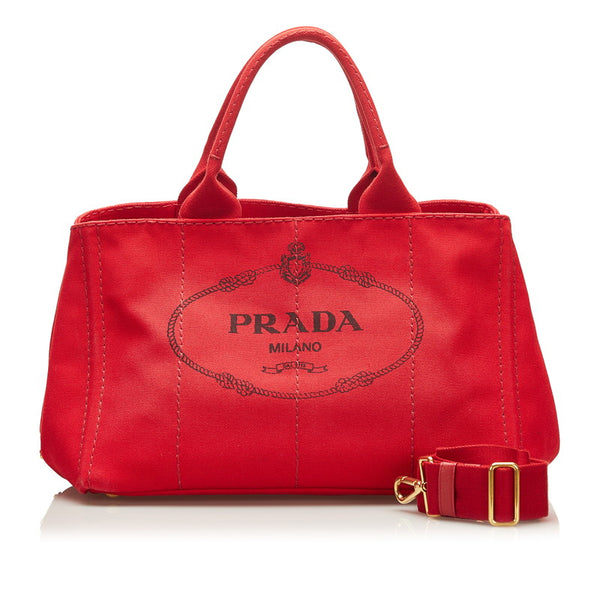 プラダ カナパ ハンドバッグ ショルダーバッグ 2WAY BN2439 ROSSO レッド キャンバス レディース PRADA 【中古】