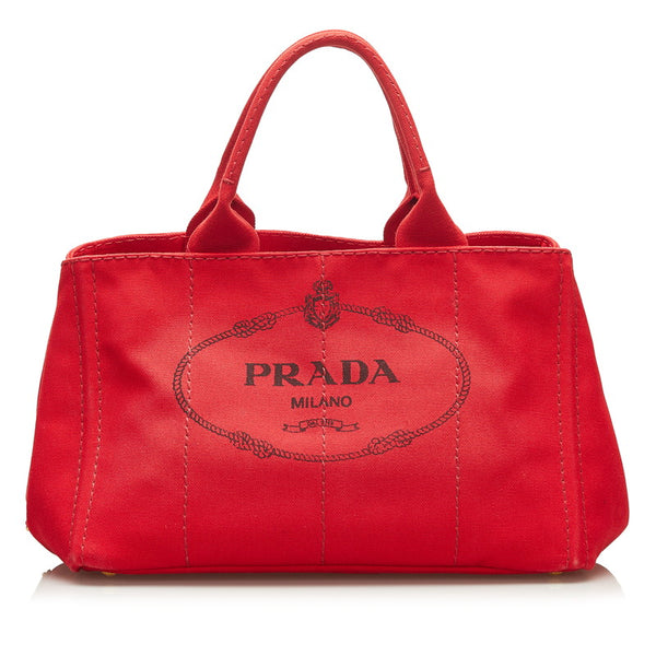 プラダ カナパ ハンドバッグ ショルダーバッグ 2WAY BN2439 ROSSO レッド キャンバス レディース PRADA 【中古】