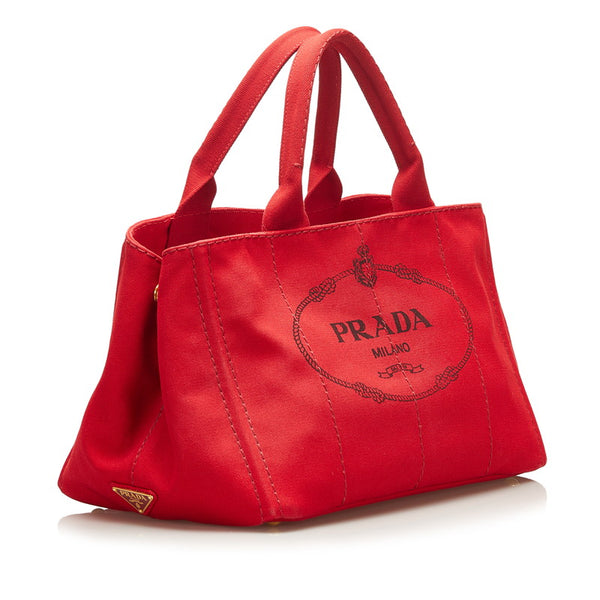 プラダ カナパ ハンドバッグ ショルダーバッグ 2WAY BN2439 ROSSO レッド キャンバス レディース PRADA 【中古】