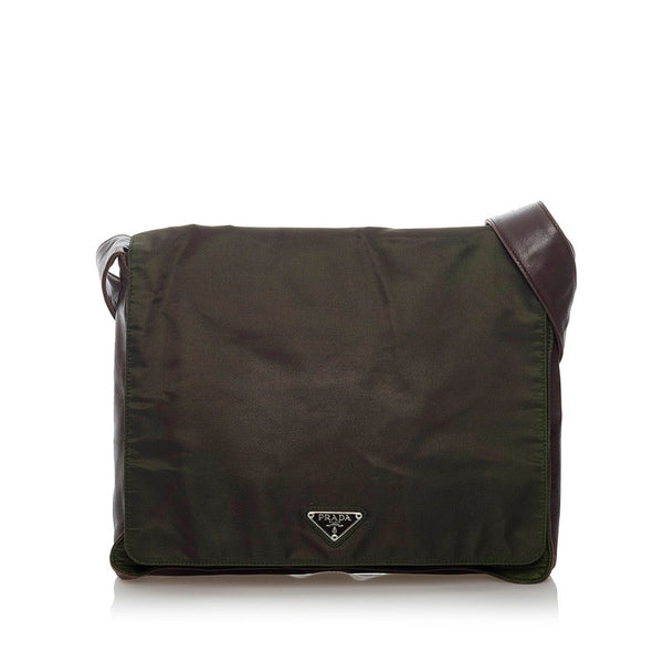 プラダ ポコノ カーキ ナイロン レザー 肩掛け ショルダーバッグ メンズ PRADA 【中古】