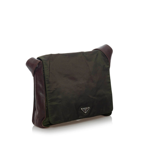 プラダ ポコノ カーキ ナイロン レザー 肩掛け ショルダーバッグ メンズ PRADA 【中古】