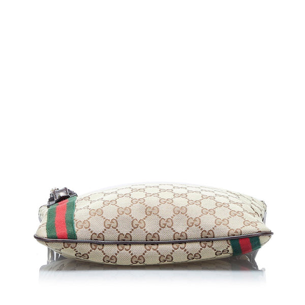 グッチ GGキャンバス シェリーライン 斜め掛け ショルダーバッグ 144388 ベージュ キャンバス レザー レディース GUCCI 【中古】
