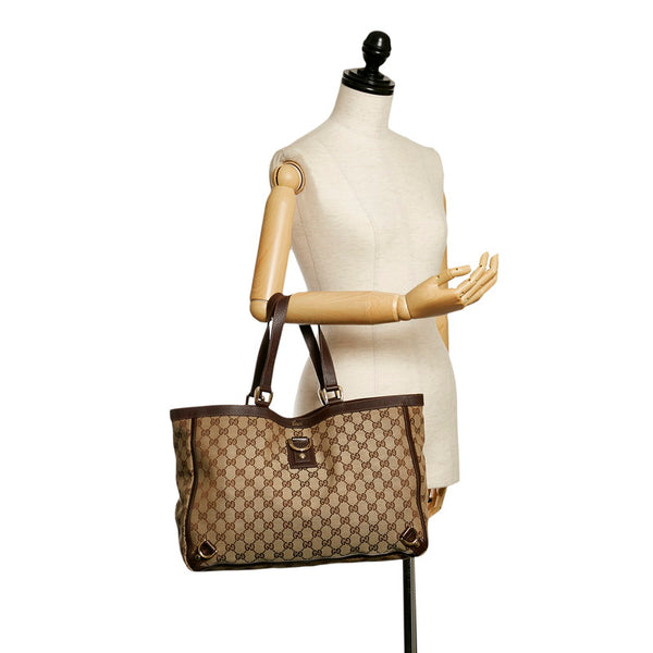 グッチ GGキャンバス トートバッグ 141472 ベージュ キャンバス レザー レディース GUCCI 【中古】