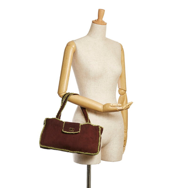 シャネル ココマーク ムートン ハンドバッグ ブラウン スウェード ウール レディース CHANEL 【中古】