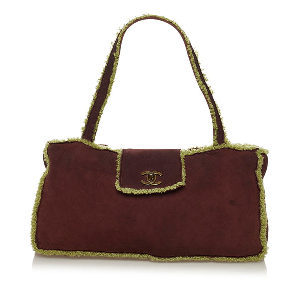 シャネル ココマーク ムートン ハンドバッグ ブラウン スウェード ウール レディース CHANEL 【中古】